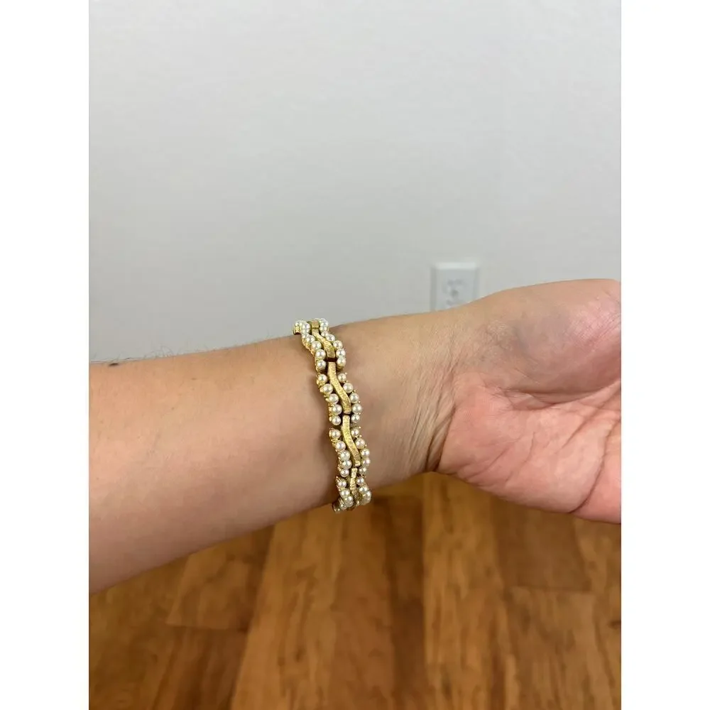 B14 Coro Faux Pearl Link Bracelet Audrey Hepburn Style Vintage Old Hollywood - Picture 3 of 12